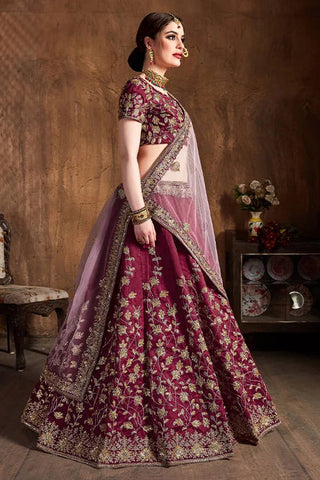 Party Wear Women New Collection Lehenga Choli Maroon Colour Clothsvilla