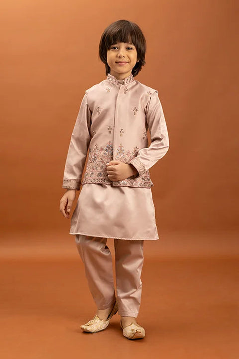 Wedding Special Peach Mirror Work Koti Kurta for Boys Clothsvilla Main image