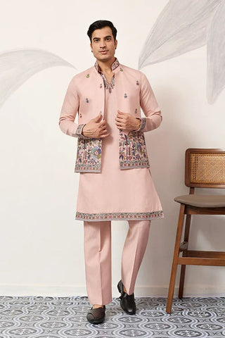 Royal Groom Ceremony Peach Koti Kurta Pair Mens Wear Clothsvilla