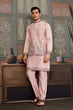 Load image into Gallery viewer, Pink Unique Color Embroidered Koti Kurta Pajama for Mens Clothsvilla