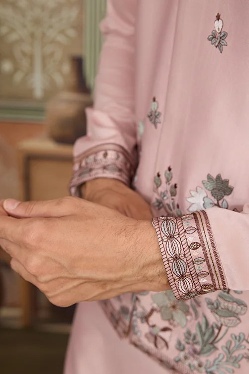 Pink Unique Color Embroidered Koti Kurta Pajama for Mens Clothsvilla