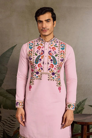 Pink Stylish Traditional Kurta for Mens Wear Clothsvilla