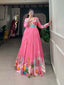 Pink Color Tussar Silk Ready to Wear Gown with Delicate Floral Print ClothsVilla