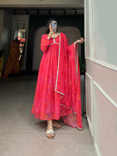Load image into Gallery viewer, Pink Floral Print Gown with Sequins &amp; Dupatta ClothsVilla
