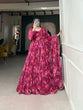 Load image into Gallery viewer, Vibrant Pink Floral Print Ready-To-Wear Gown ClothsVilla