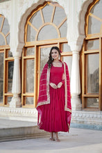 Load image into Gallery viewer, Alluring Rani Pink Faux Georgette Gown with Sequined Dupatta ClothsVilla