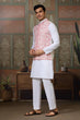 Load image into Gallery viewer, Wedding Pink Koti with White Kurta Pajama Set Clothsvilla