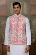Load image into Gallery viewer, Wedding Pink Koti with White Kurta Pajama Set Clothsvilla
