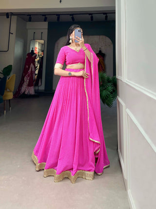 Pink Color Dot Print Georgette Lehenga Choli ClothsVilla