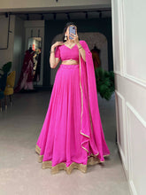Load image into Gallery viewer, Pink Color Dot Print Georgette Lehenga Choli ClothsVilla