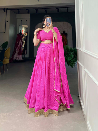 Pink Color Dot Print Georgette Lehenga Choli ClothsVilla