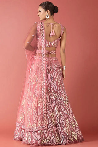 Elegant Pink Bollywood Lehenga Choli with Sequins Embroidery Clothsvilla