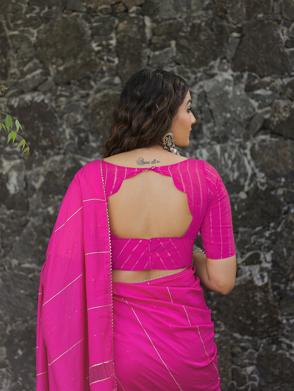 Pink Color Sequins And Zari Work Viscose Chanderi Saree Clothsvilla