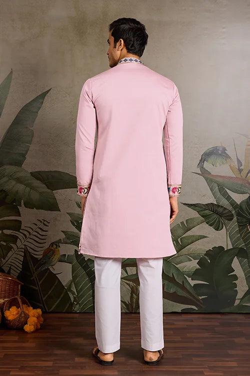 Pink Stylish Traditional Kurta for Mens Wear Clothsvilla
