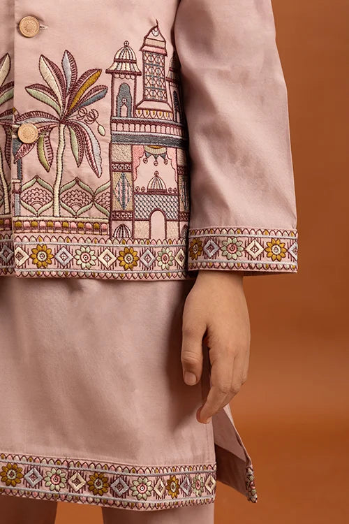 Classic Pink Koti Kurta Set for Kids 6-12 Yrs Clothsvilla