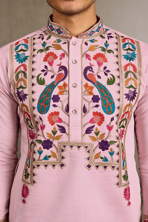 Pink Stylish Traditional Kurta for Mens Wear Clothsvilla
