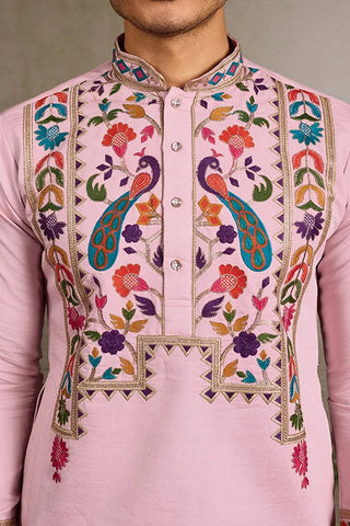 Pink Stylish Traditional Kurta for Mens Wear Clothsvilla