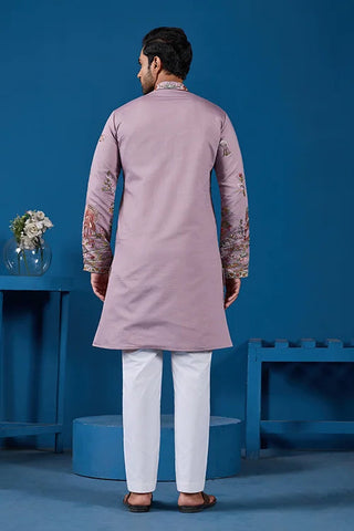 Heavy Embroidered Dusty Pink Kurta for Men Clothsvilla
