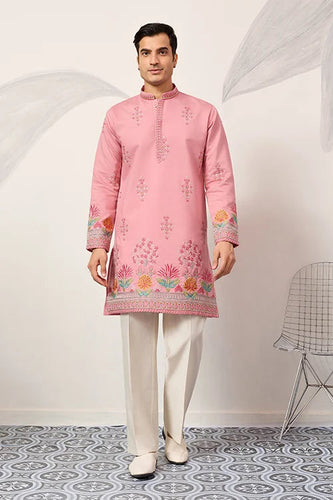 New Stylish Trendy Pink Color Kurta for Mens Wear Clothsvilla