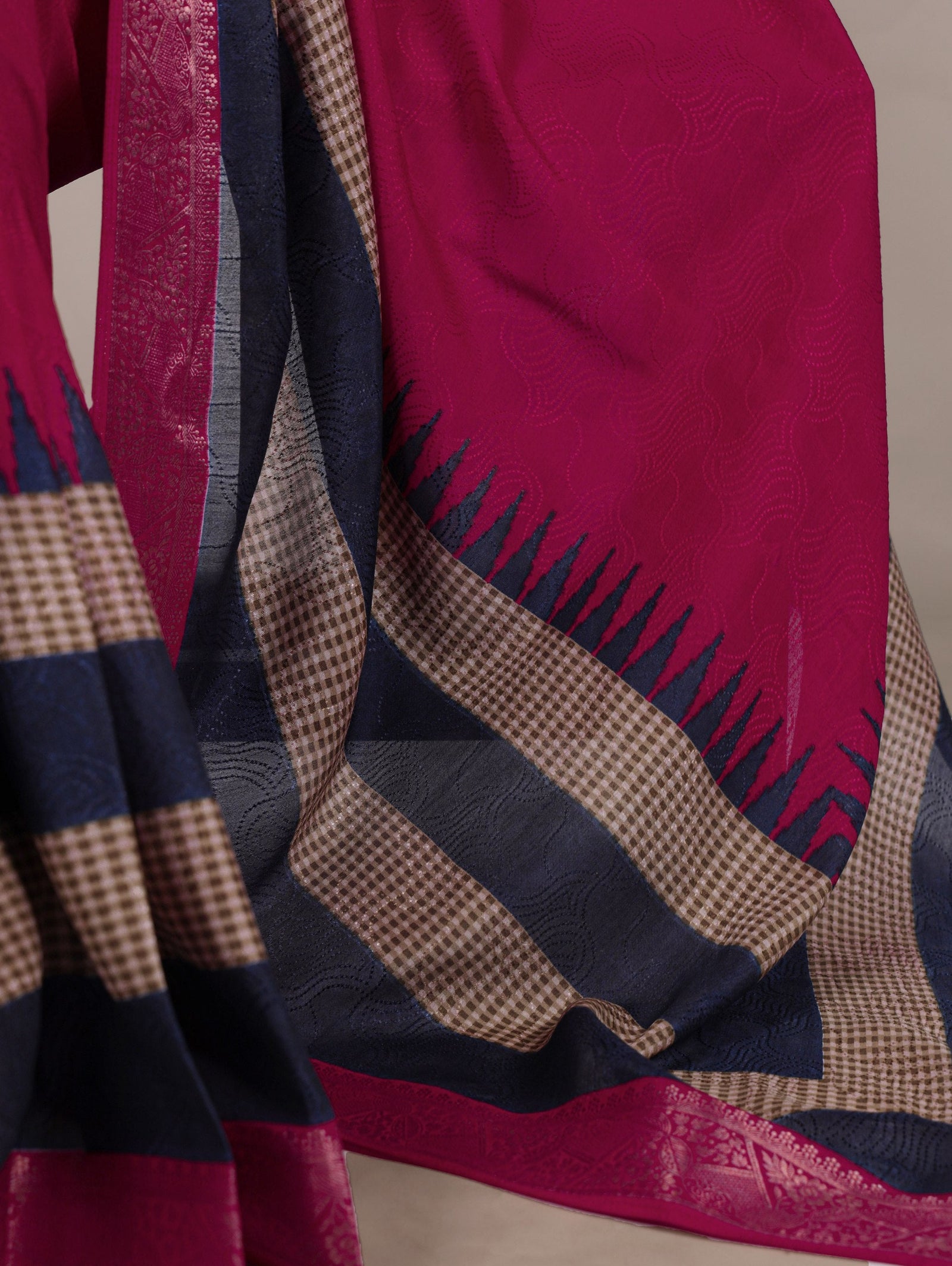 Pink Elegant Poly Cotton Saree with Printed & Zari Weaving Work ClothsVilla