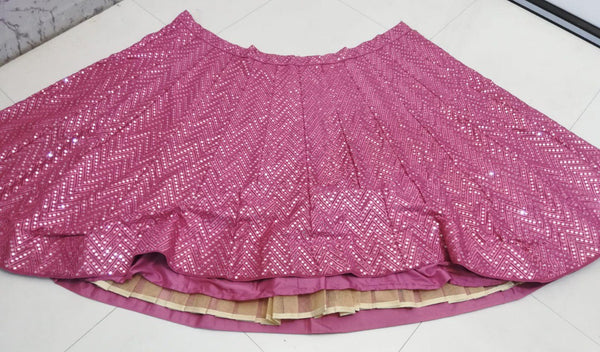 Pink Faux Georgette Lehenga Set with 9mm Sequins & Thread Embroidery – Semi-Stitched with Dupatta ClothsVilla