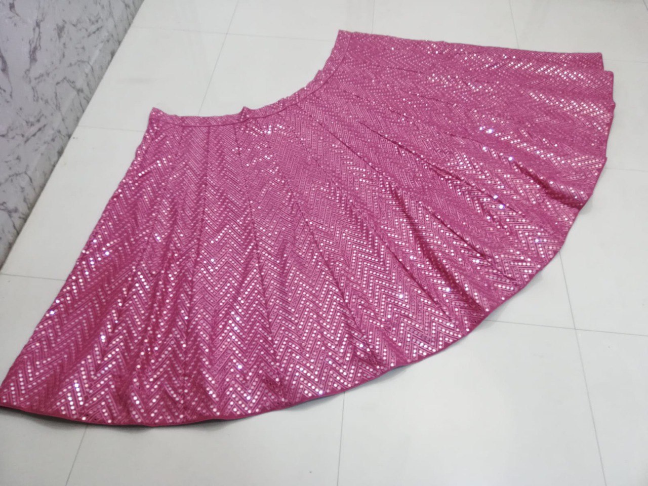 Pink Faux Georgette Lehenga Set with 9mm Sequins & Thread Embroidery – Semi-Stitched with Dupatta ClothsVilla