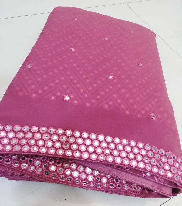 Pink Faux Georgette Lehenga Set with 9mm Sequins & Thread Embroidery – Semi-Stitched with Dupatta ClothsVilla