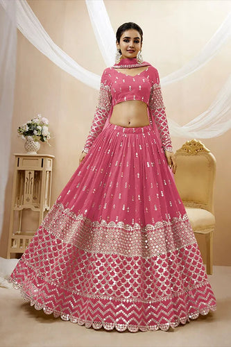 Pink Gerogette Embroidered Lehenga Choli for Women Online Collection Clothsvilla