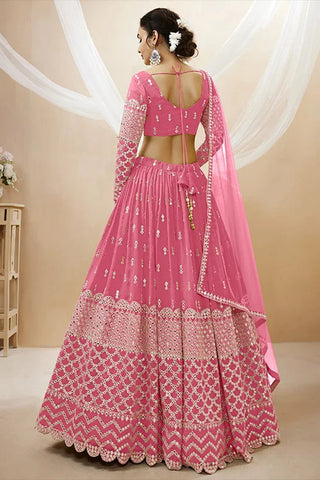 Pink Gerogette Embroidered Lehenga Choli for Women Online Collection Clothsvilla