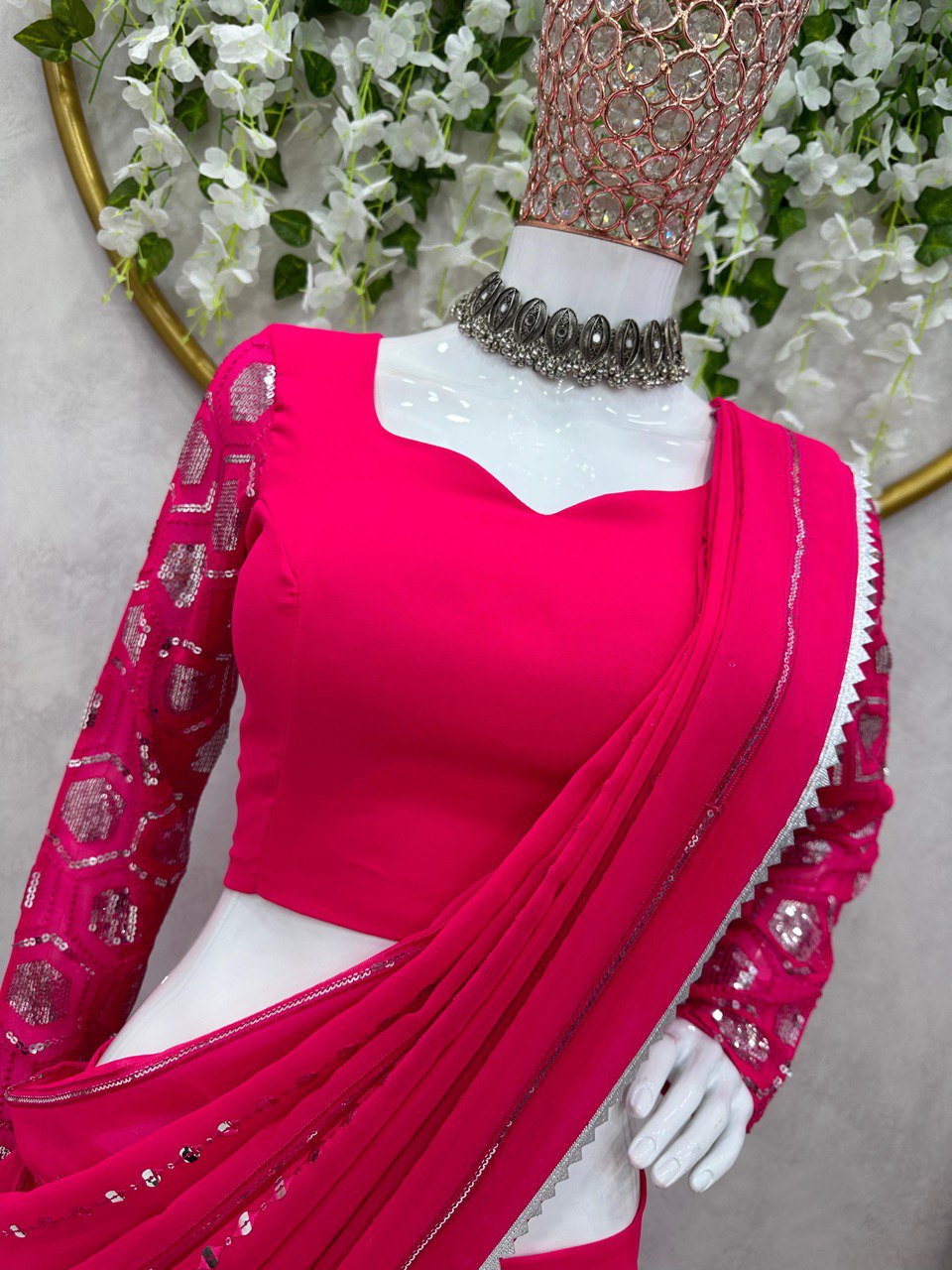 Pink Glamorous Ready-to-Wear Fox Georgette Lehenga Set ClothsVilla