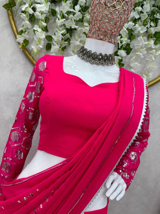 Pink Glamorous Ready-to-Wear Fox Georgette Lehenga Set ClothsVilla
