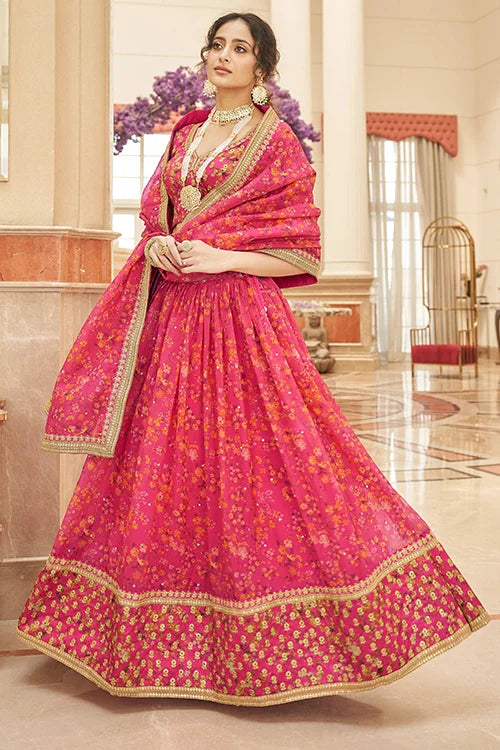 Pink Latest Lehenga Choli In Women Collection Clothsvilla
