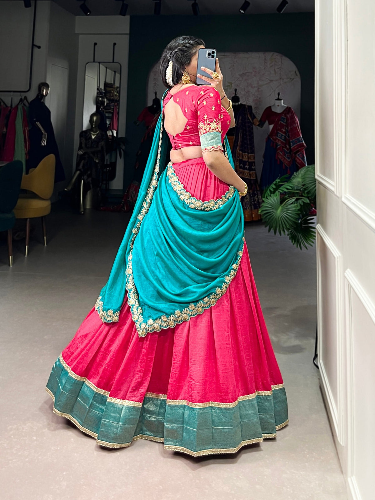 Pink Premium Vichitra Silk Lehenga Set with Zari & Sequin Detailing – 3-Piece Ensemble Clothsvilla