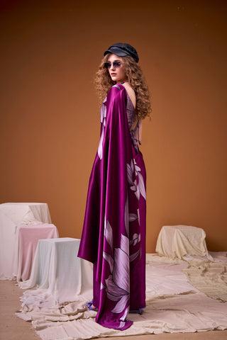 Pink Satin Silk Floral Printed Saree with Matching Unstitched Blouse ClothsVilla