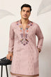 Load image into Gallery viewer, Classic Pink Embroidered V Neck Kurta Pant Outfit for Mens Wear Clothsvilla