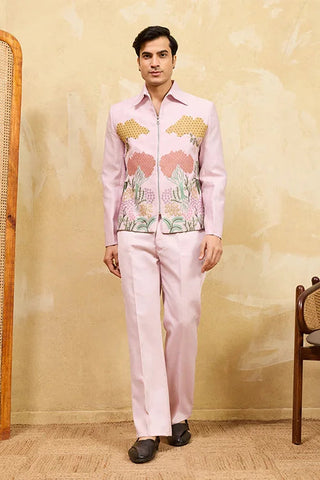 Mens Wear Special Pink Velvet Bomber Jacket Set Clothsvilla