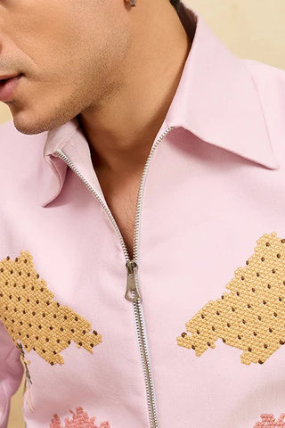 Mens Wear Special Pink Velvet Bomber Jacket Set Clothsvilla