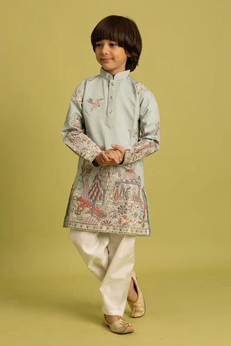 Trendy Pista Color Vantara Designer Kids Kurta Set Clothsvilla