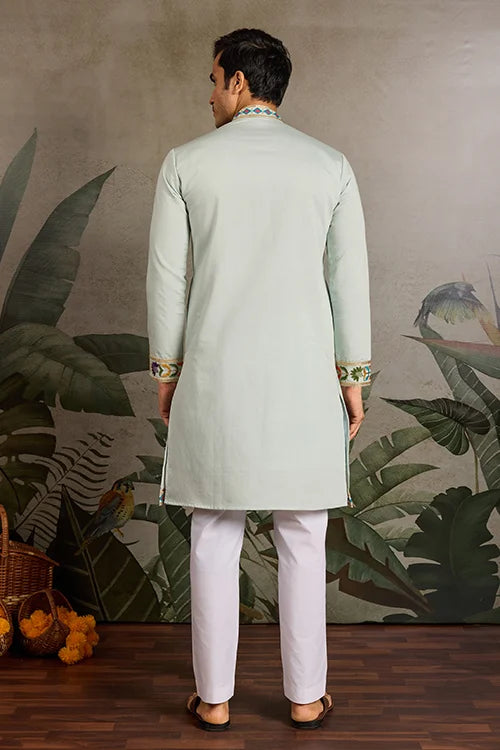 Pista Color Wedding Special Kurta Design for Mens Wear Clothsvilla