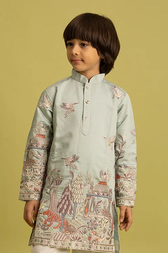 Trendy Pista Color Vantara Designer Kids Kurta Set Clothsvilla