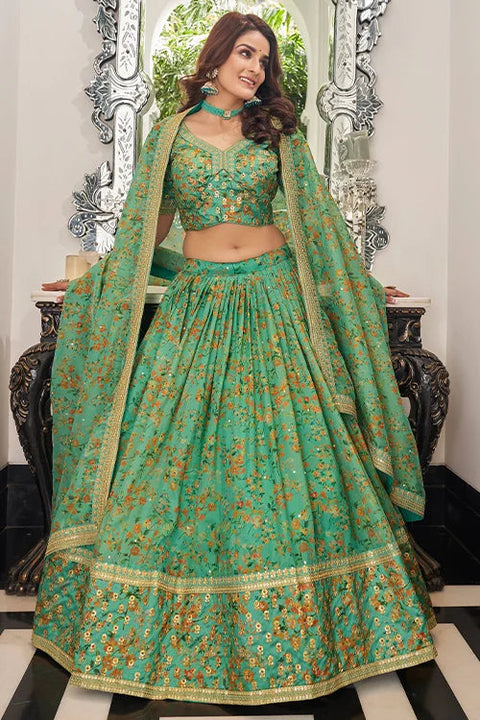 Pista Organza With Embroidery party Wear Lehenga Choli With Dupatta Clothsvilla Main image
