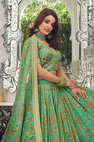 Pista Organza With Embroidery party Wear Lehenga Choli With Dupatta Clothsvilla