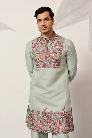 Pista Green Kurta Pant Set for Wedding & Festive Wear Clothsvilla