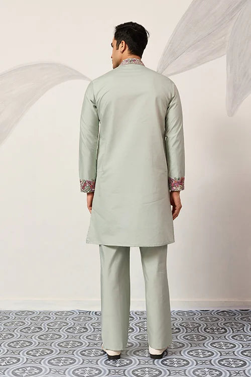 Pista Green Kurta Pant Set for Wedding & Festive Wear Clothsvilla
