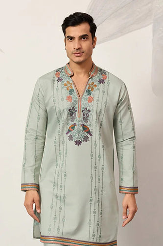 Ethnic Pista V Neck Kurta Pant Set for Mens Wear Clothsvilla