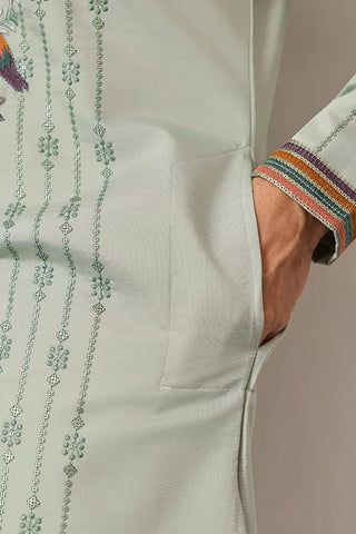 Ethnic Pista V Neck Kurta Pant Set for Mens Wear Clothsvilla