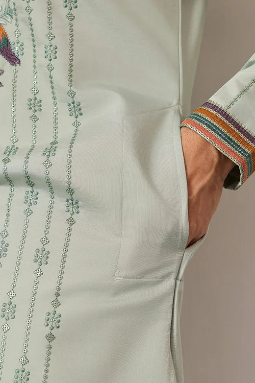 Ethnic Pista V Neck Kurta Pant Set for Mens Wear Clothsvilla