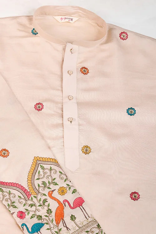 Designer Ivory Viscose Silk Men's Kurta Online Clothsvilla