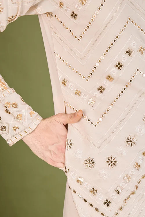 Designer Ivory Viscose Rayon Kurta for Men Online Clothsvilla