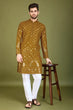 Load image into Gallery viewer, Yellow Viscose Rayon Men's Kurta with Thread &amp; Sequence Work Clothsvilla